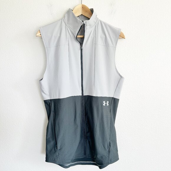 Under Armour S Vanish Hybrid Vest Gray Colorblock Zip Lightweight Athletic - Picture 1 of 7